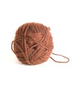 Ball of brown wool thread for knitting isolated Royalty Free Stock Photo