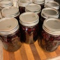 Ball canning jars and lids with homemade preserves