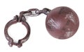 Ball and chain over white