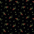 RED ROSES AND LEAFS SEAMLESS PATTERN