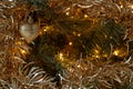 Ball Christmas tree decoration. on Christmas tree branch