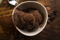 Ball coffee chocolate ice cream in a bowl Royalty Free Stock Photo