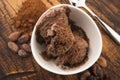 Ball coffee chocolate ice cream in a bowl Royalty Free Stock Photo