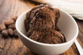 Ball coffee chocolate ice cream in a bowl Royalty Free Stock Photo