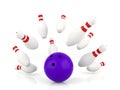 Ball crashing into the bowling pins