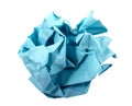 Ball of crumpled blue paper.