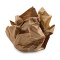 Ball of crumpled brown paper. Royalty Free Stock Photo