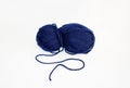 Ball of dark blue yarn, on white background. Royalty Free Stock Photo