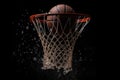 ball dropping into basketball hoop Royalty Free Stock Photo