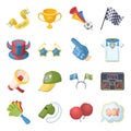 Ball, Dudko, cap, flag, Megaphone and other accessories. Fans set collection icons in cartoon style vector symbol stock