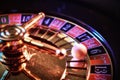 Ball fixed on the black six of a casino roulette Royalty Free Stock Photo