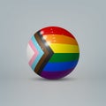 Ball with flag of Progressive pride on white background.