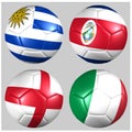 Ball flags of the teams in Group D World Cup 2014