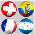 Ball with flags of the teams in Group E World Cup 2014