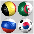 Ball with flags of the teams in Group H World Cup 2014