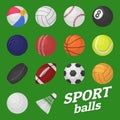 Ball game set. Sport and games kids ball for volleyball baseball tennis football soccer bambinton hockey balls vector