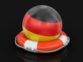 Ball with German flag on lifebuoy