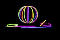 Ball with glow sticks fluorescent lights