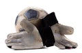 Ball goalkeeper sportswear and football game gloves,  white Royalty Free Stock Photo