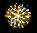 Ball of gold stars on black background Royalty Free Stock Photo