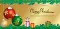 Ball and golden background banner for christmas,space for text a