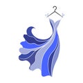 Ball gown hand drawing on a hanger