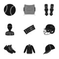 Ball, helmet, bat, uniform and other baseball attributes. Baseball set collection icons in black style vector symbol Royalty Free Stock Photo