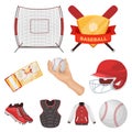 Ball, helmet, bat, uniform and other baseball attributes. Baseball set collection icons in cartoon style vector symbol Royalty Free Stock Photo