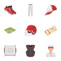 Ball, helmet, bat, uniform and other baseball attributes. Baseball set collection icons in cartoon style vector symbol Royalty Free Stock Photo