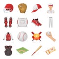 Ball, helmet, bat, uniform and other baseball attributes. Baseball set collection icons in cartoon style vector symbol Royalty Free Stock Photo