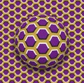 Ball with hexagon pattern rolling on hexagonal surface Abstract optical illusion vector