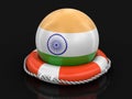 Ball with Indian flag on lifebuoy