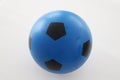 Ball isolated on white background. A plastic ball for kids. Blue and black soccer ball.