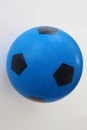 Ball isolated on white background. A plastic ball for kids. Blue and black soccer ball.