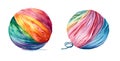 Ball of knitting yarn, watercolor clipart illustration with isolated background Royalty Free Stock Photo