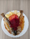 Fish on a plate for lunch - healthy meal