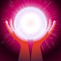 Ball Magic Energy Hand Palm Flash Light Background Royalty Free Stock Photo