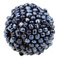 Ball from many sewn black glass beads close up