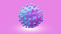 Ball, microbe, molecule, cell 3D illustration. Pink, bright poster