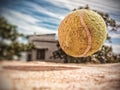 Ball mid air in sharp focus