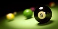 Ball N. 8 On A Pool Table 3d Render