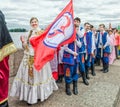 Ball of Nationalities festival participants Polish folk dance ensemble GAIK. Waiting for the beginning of