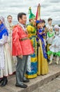 Ball of Nationalities festival participants waiting for the beginning of the festival at the Dvortsovaya embankment.