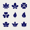 Ball pen imitation leaves icons set