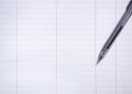 Ball pen on Paper book with line top view Office supply Royalty Free Stock Photo