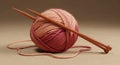 A ball of pink and reddish variegated yarn rests on a textured beige surface. Two Royalty Free Stock Photo