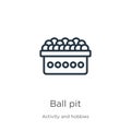 Ball pit icon. Thin linear ball pit outline icon isolated on white background from activity and hobbies collection. Line vector Royalty Free Stock Photo