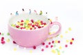 Ball pit in a pink cup Royalty Free Stock Photo