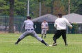 Ball play at first base Royalty Free Stock Photo