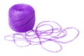 Ball of purple yarn isolated on white Royalty Free Stock Photo